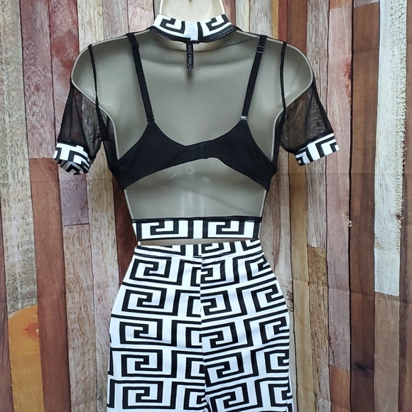 Sexy Mesh Cropped Top Pencil Tight Legging Pants - Picture 6 of 12